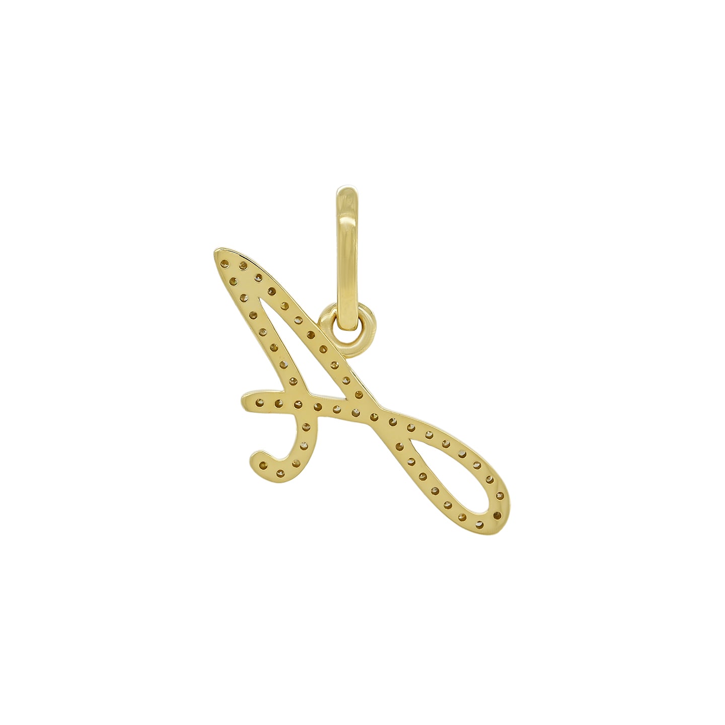 14K Gold Initial A Pendant 0.35 CTW