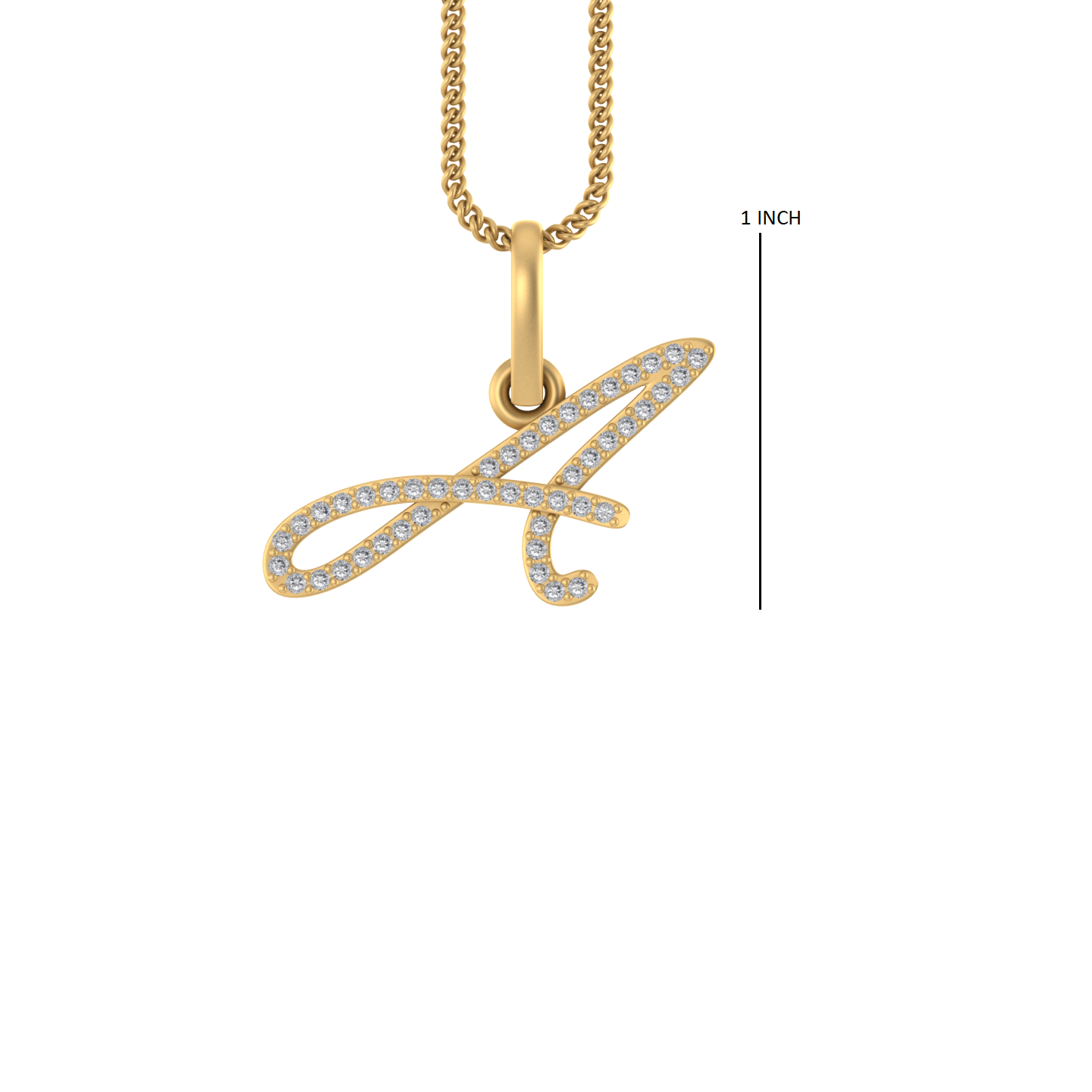 14K Gold Initial A Pendant 0.35 CTW