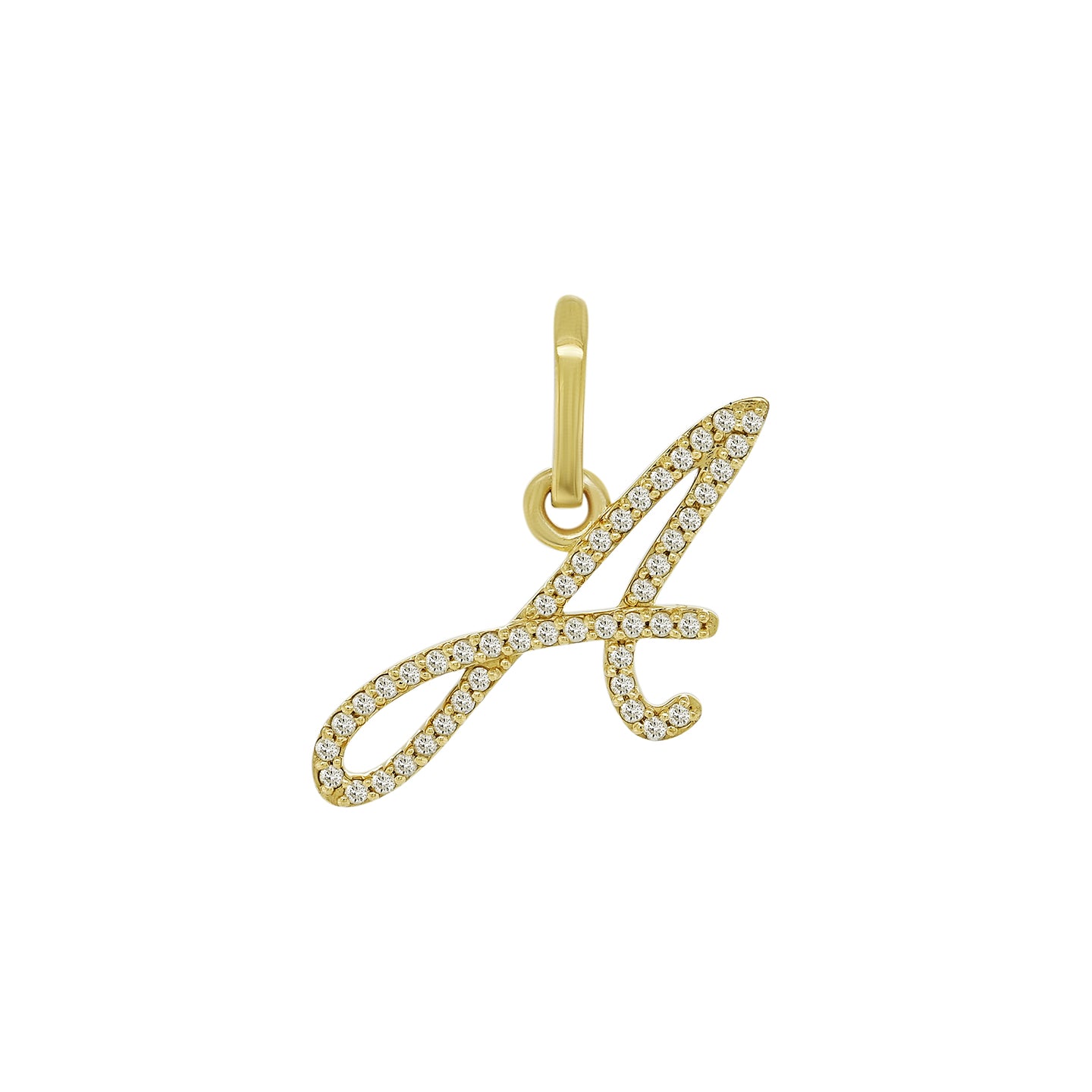 14K Gold Initial A Pendant 0.35 CTW