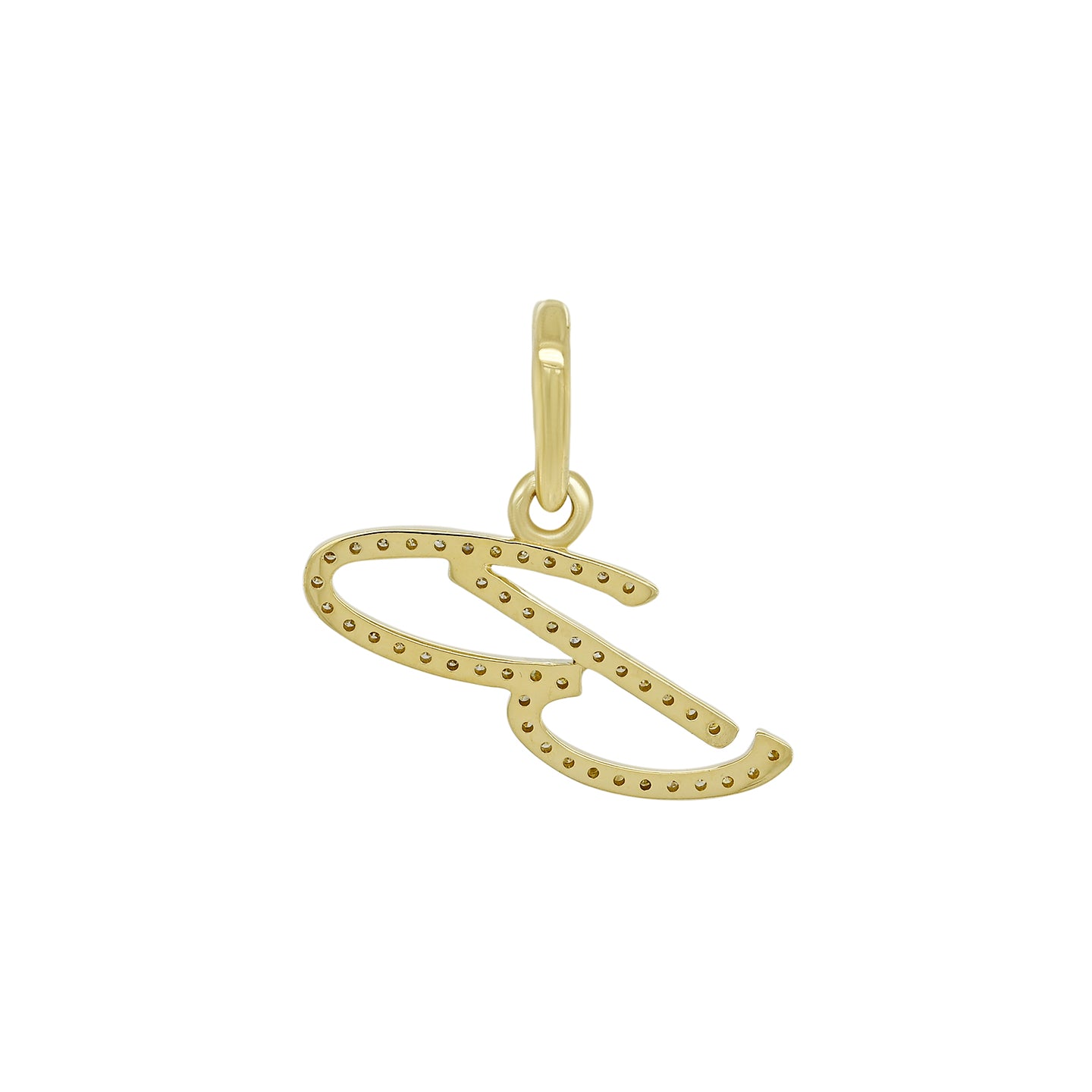 14K Gold Initial B Pendant 0.35 CTW