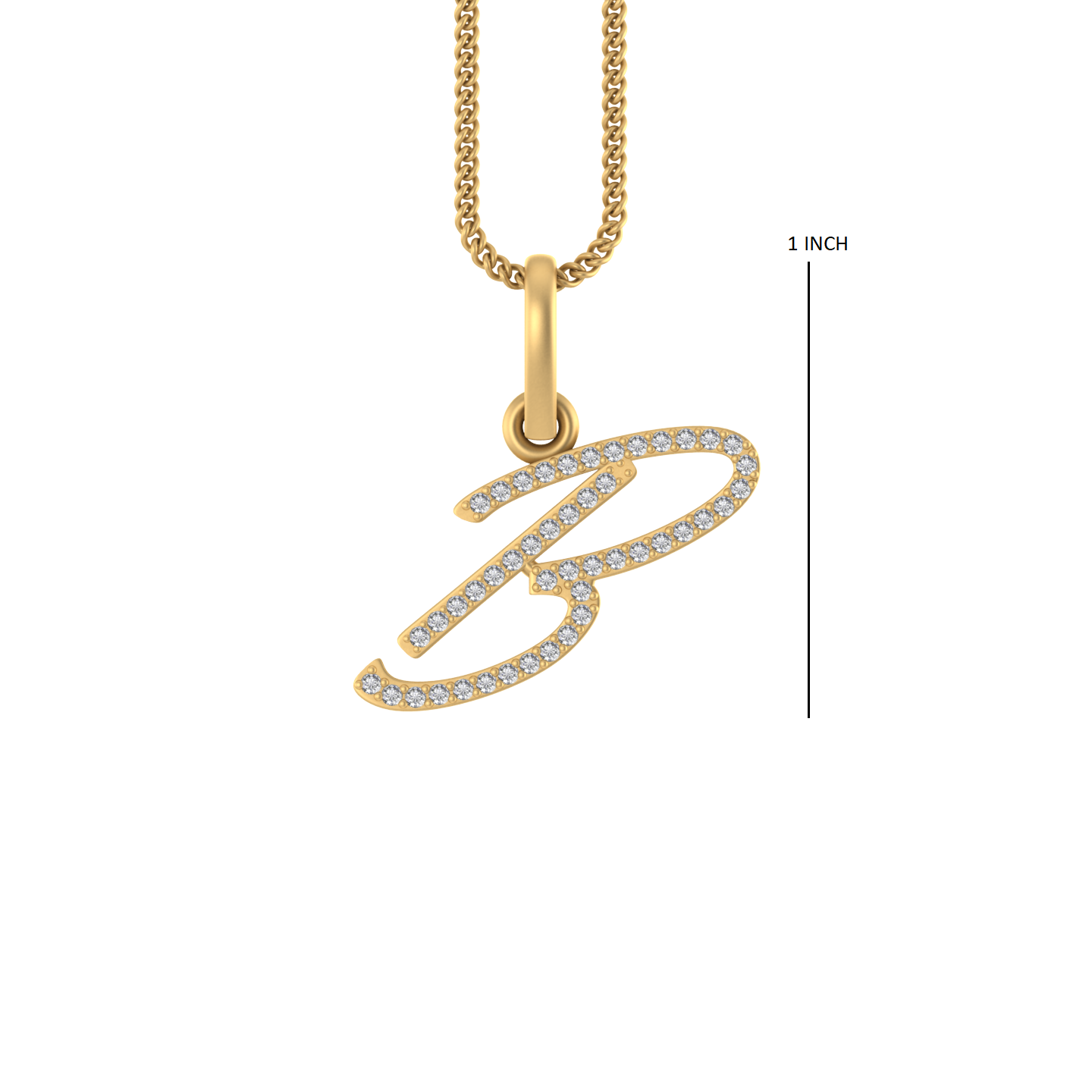 14K Gold Initial B Pendant 0.35 CTW