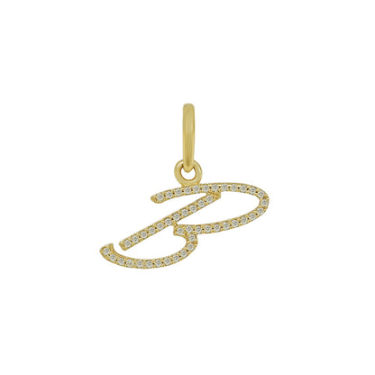 14K Gold Initial B Pendant 0.35 CTW