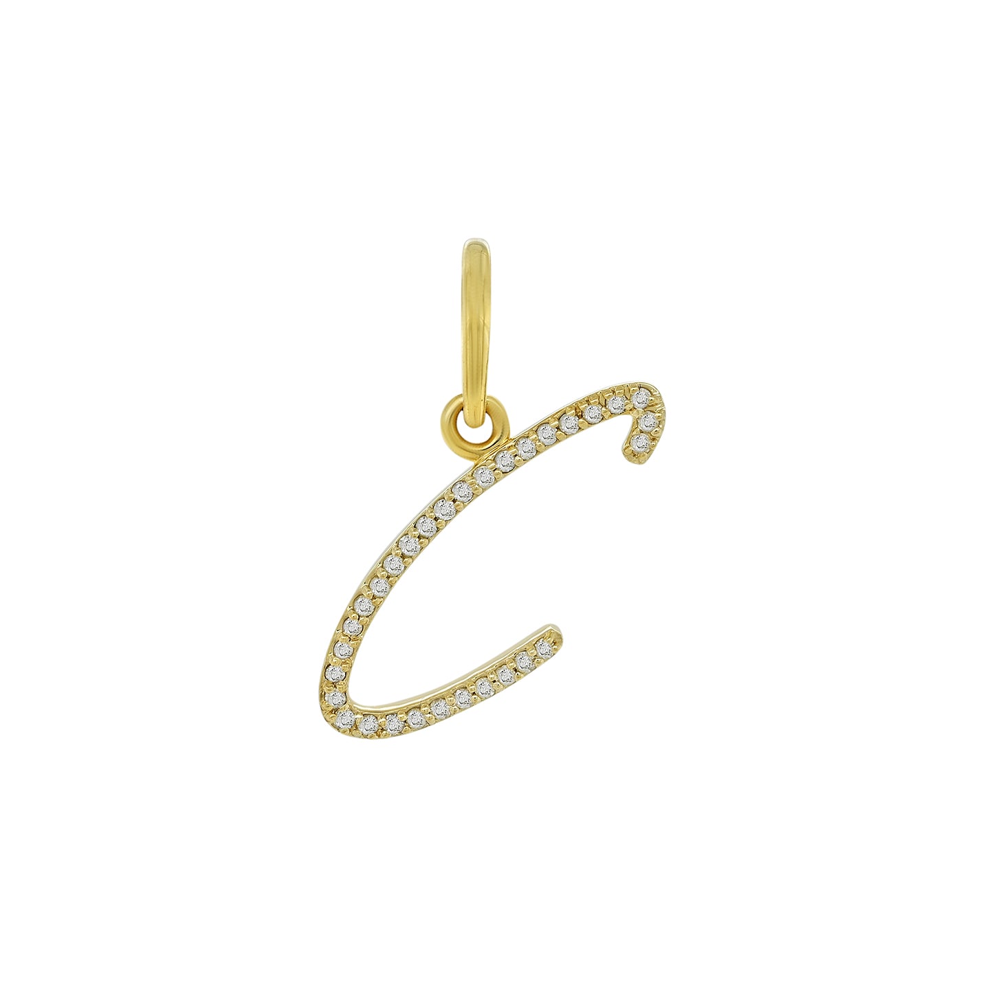 14K Gold Initial C Pendant 0.25 CTW