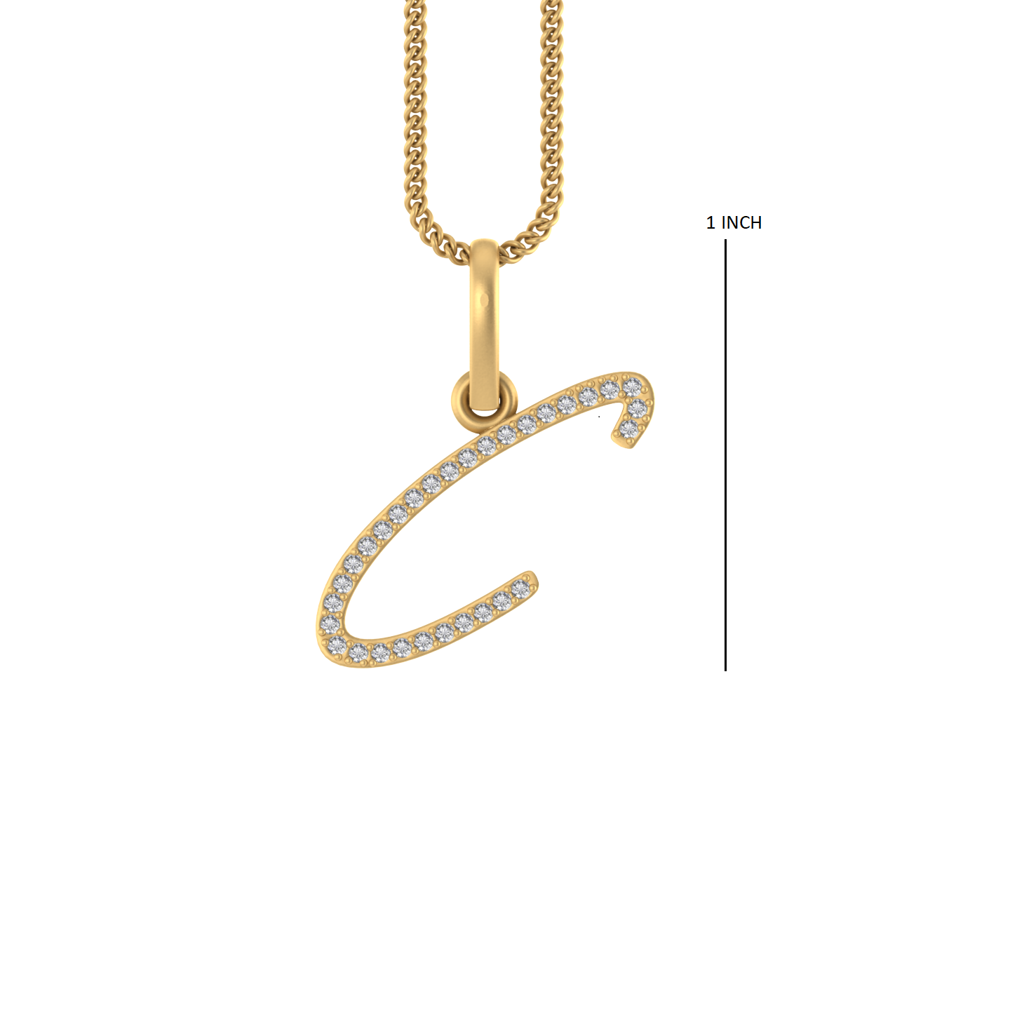 14K Gold Initial C Pendant 0.25 CTW