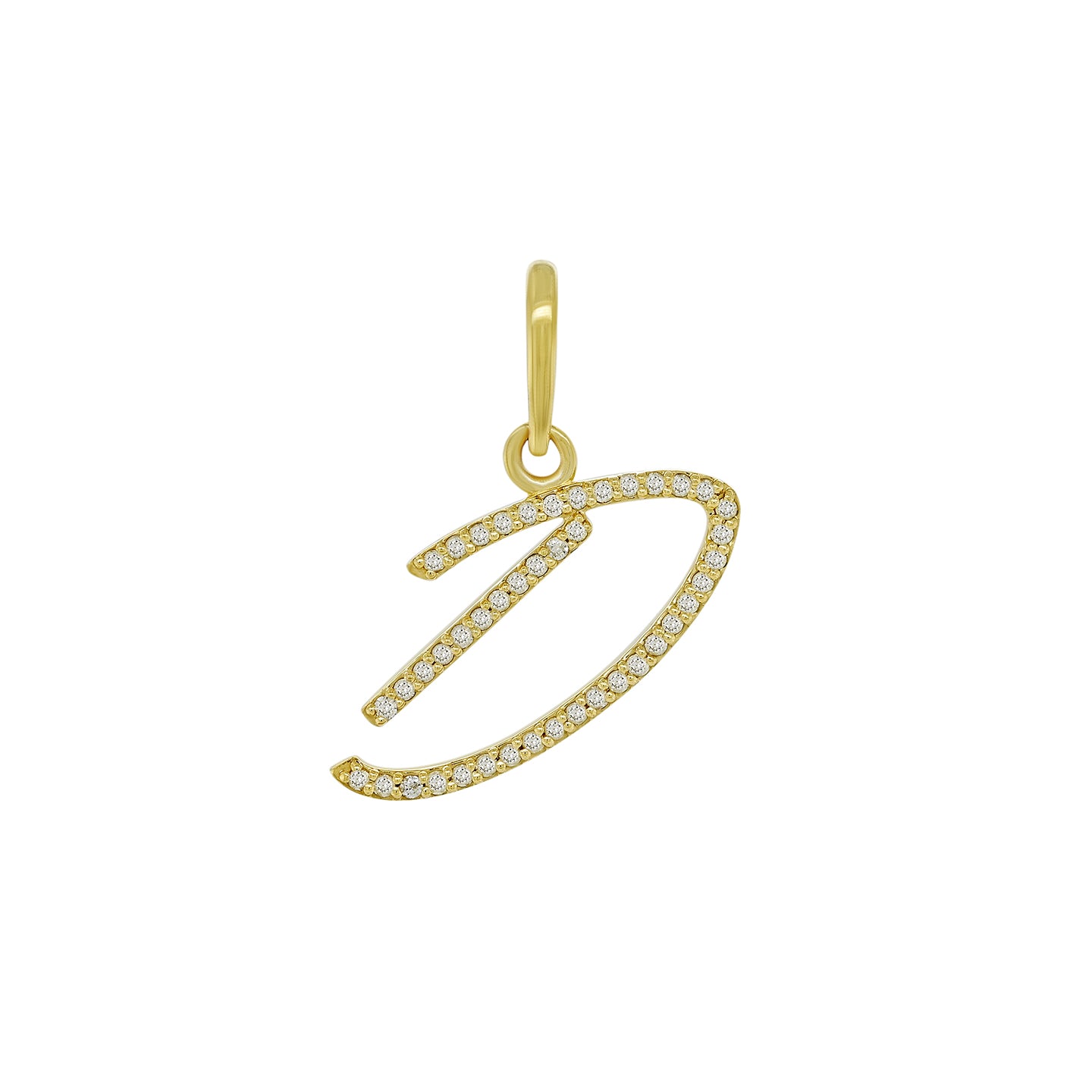 14K Gold Initial D Pendant 0.34 CTW