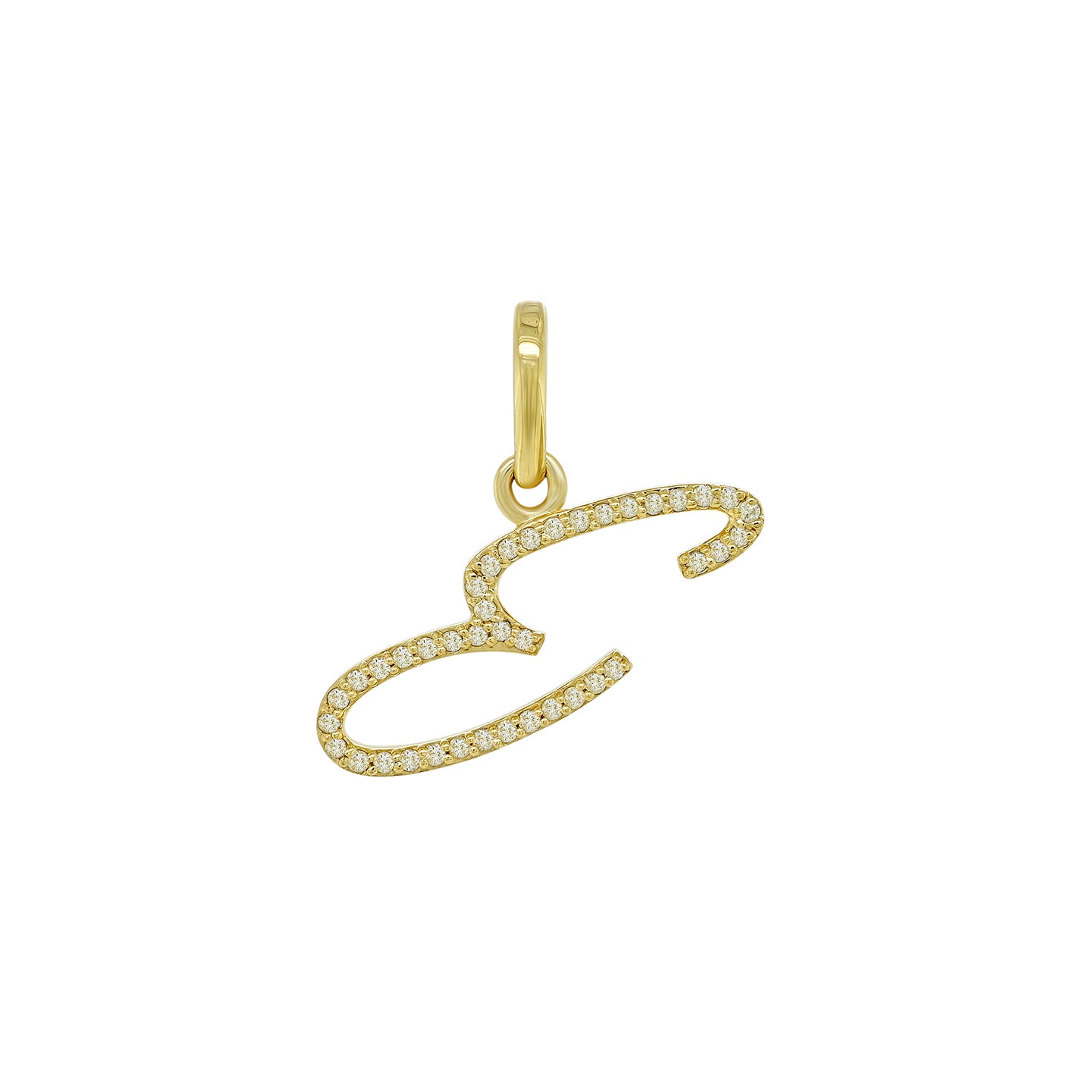 14K Gold Initial E Pendant 0.31 CTW