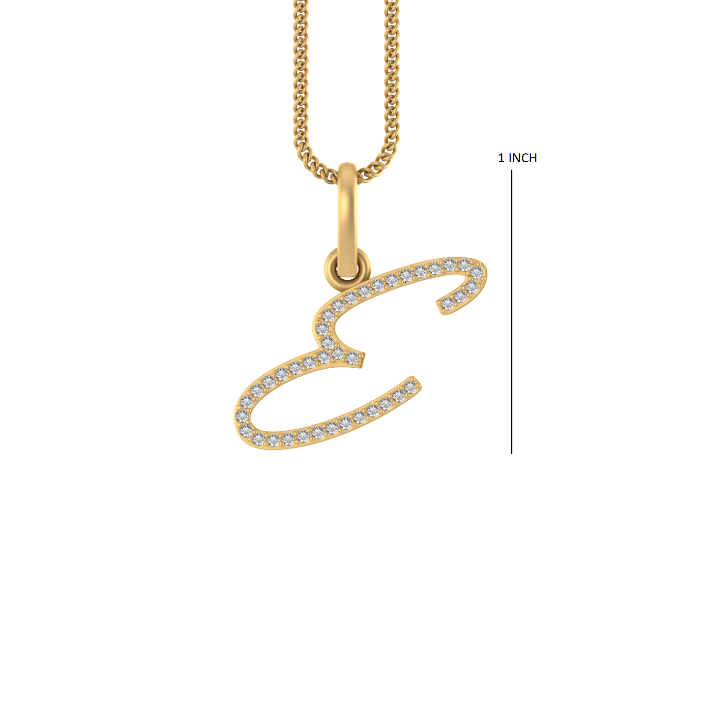 14K Gold Initial E Pendant 0.31 CTW