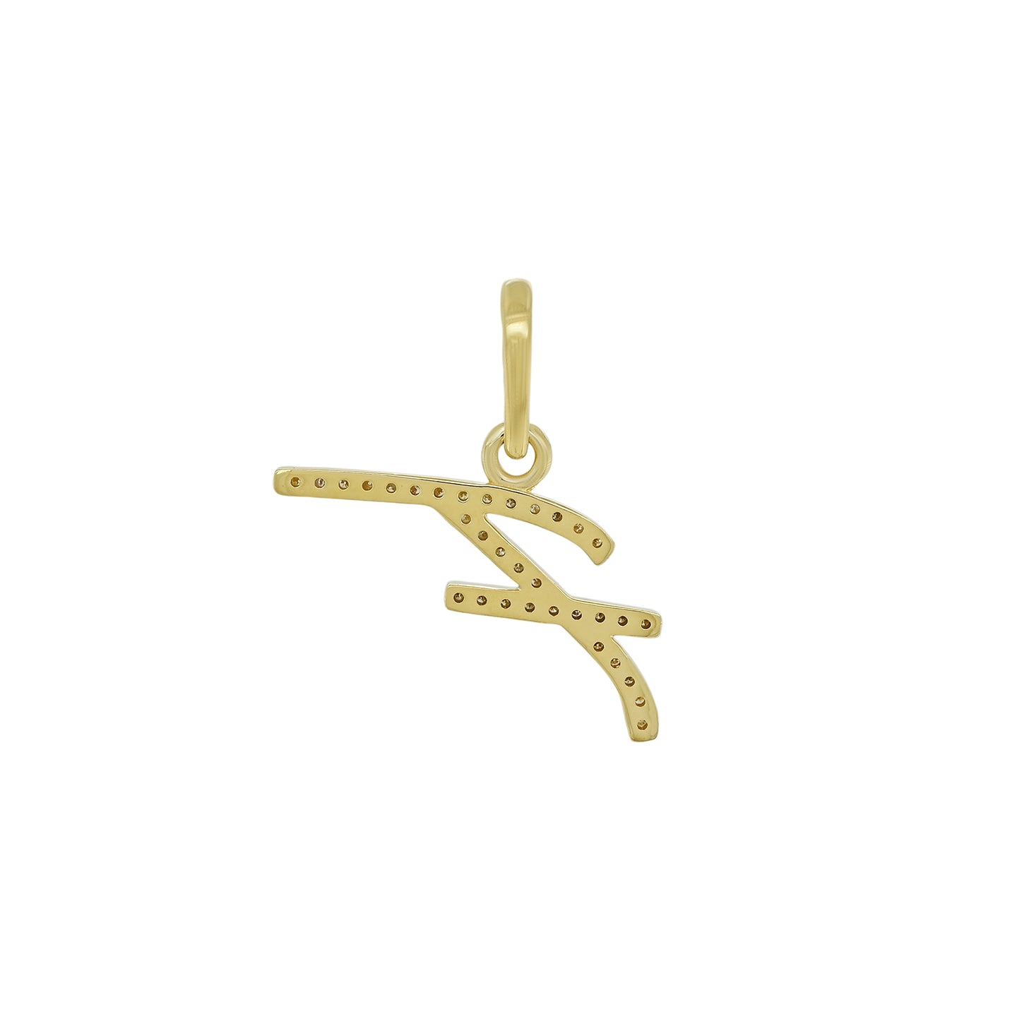 14K Gold Initial F Pendant 0.25 CTW