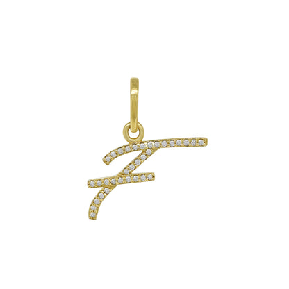 14K Gold Initial F Pendant 0.25 CTW