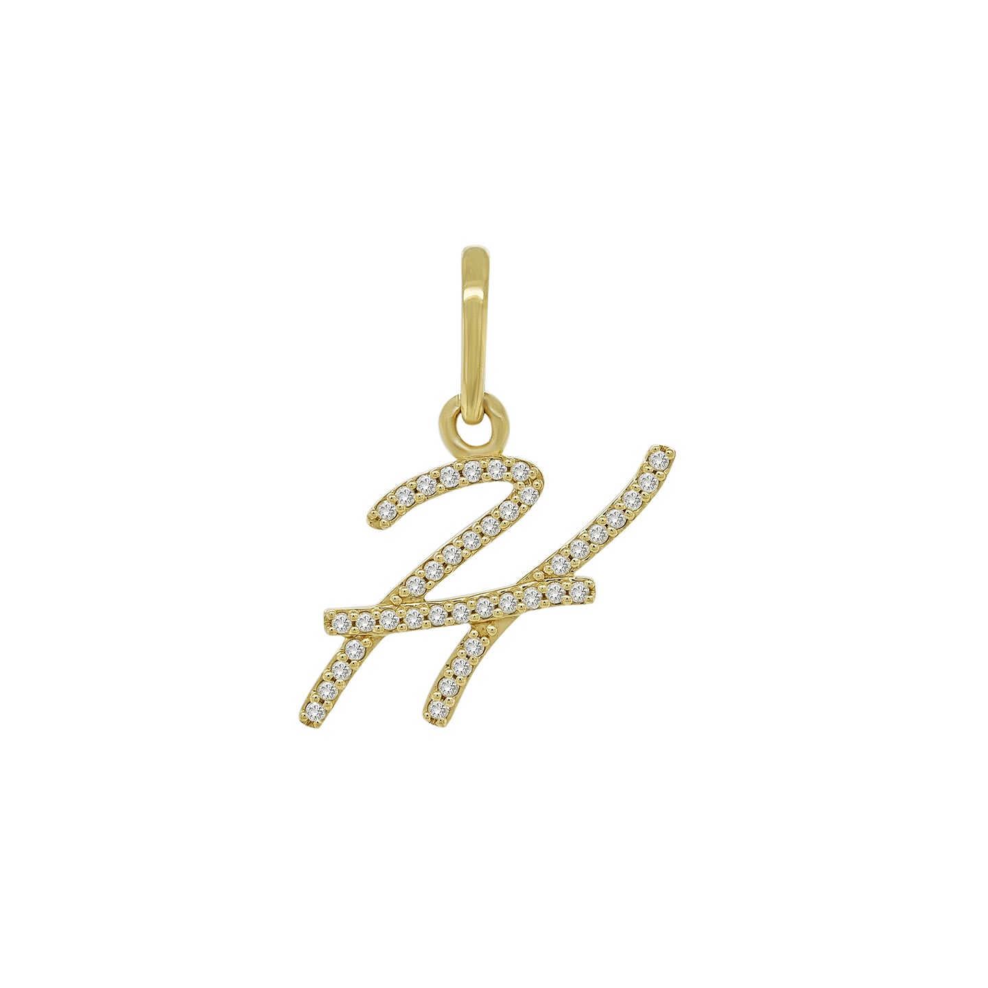 14K Gold Initial H Pendant 0.34 CTW