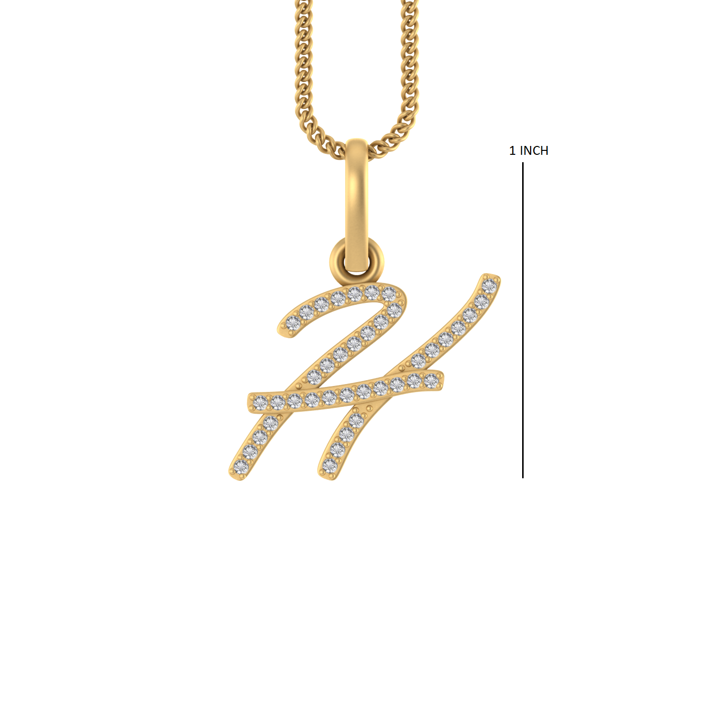 14K Gold Initial H Pendant 0.34 CTW