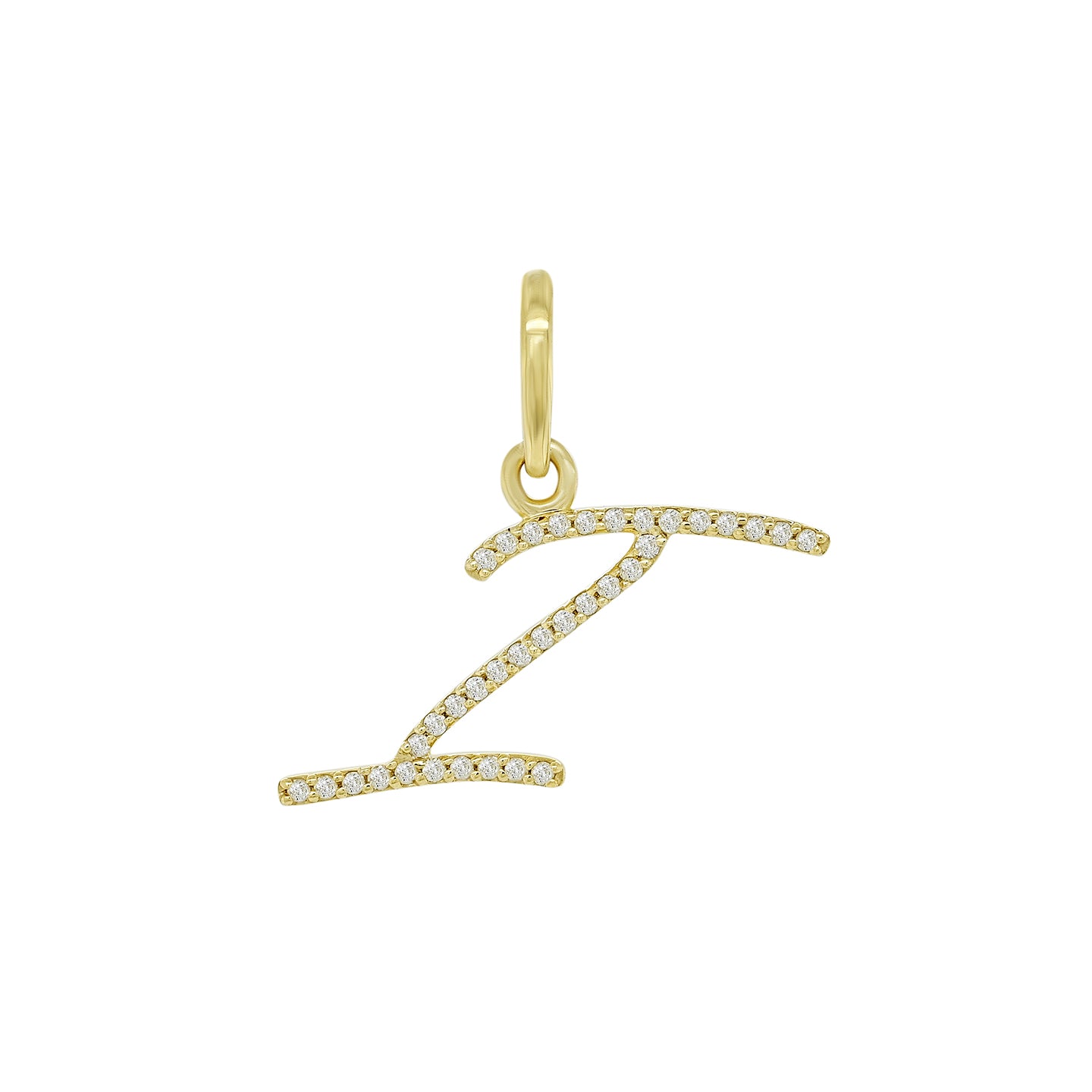 14K Gold Initial I Pendant 0.27 CTW