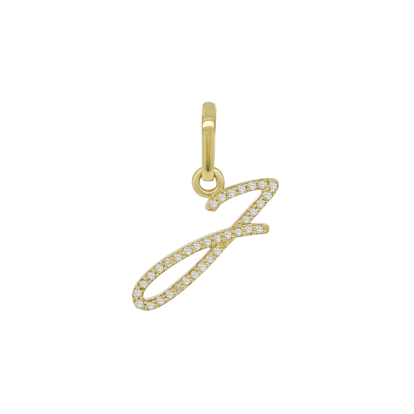 14K Gold Initial J Pendant 0.27 CTW