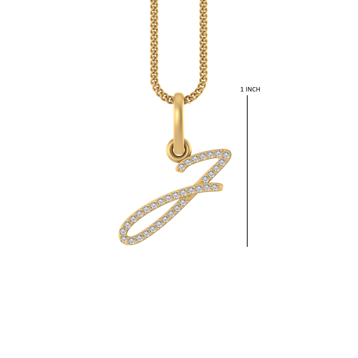 14K Gold Initial J Pendant 0.27 CTW