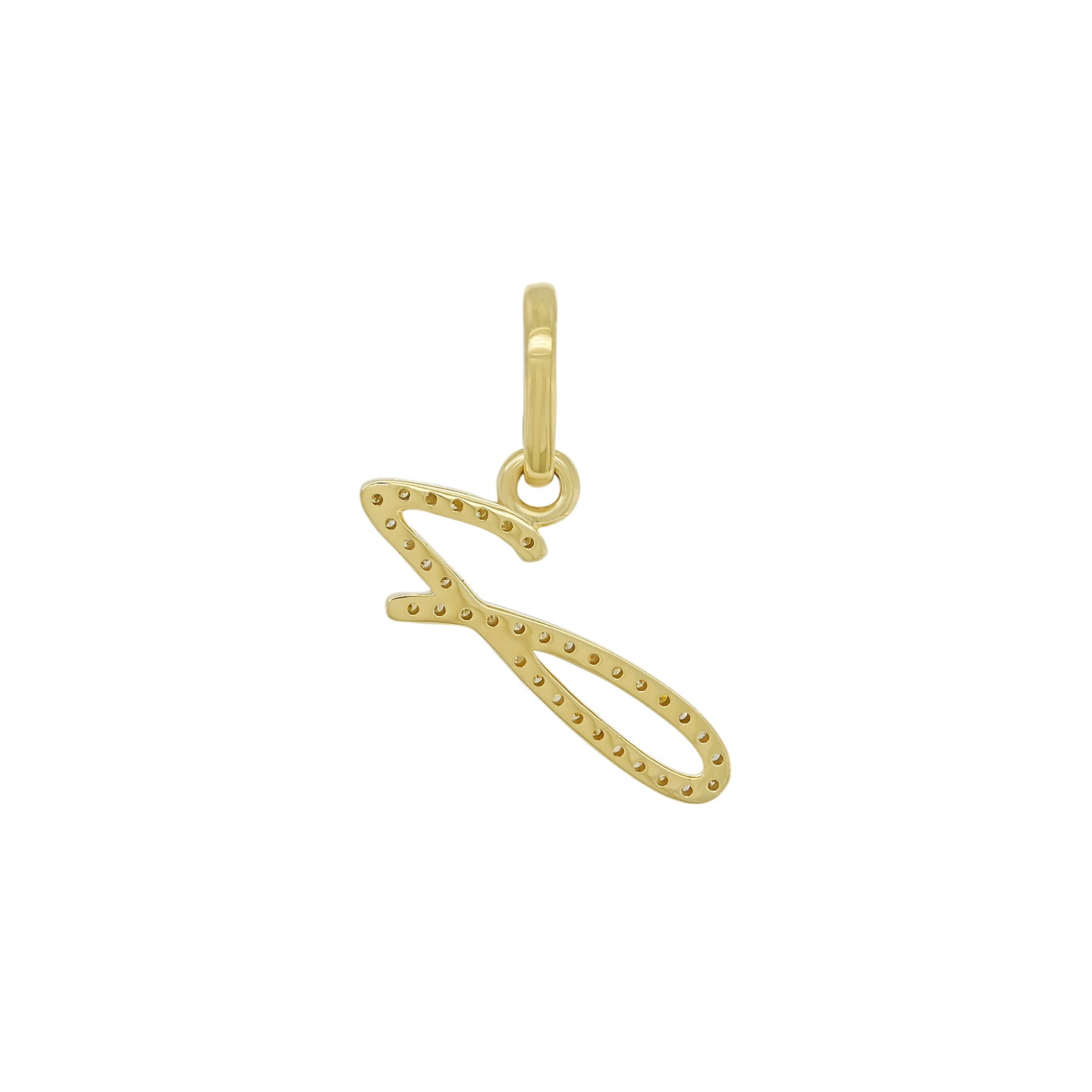 14K Gold Initial J Pendant 0.27 CTW