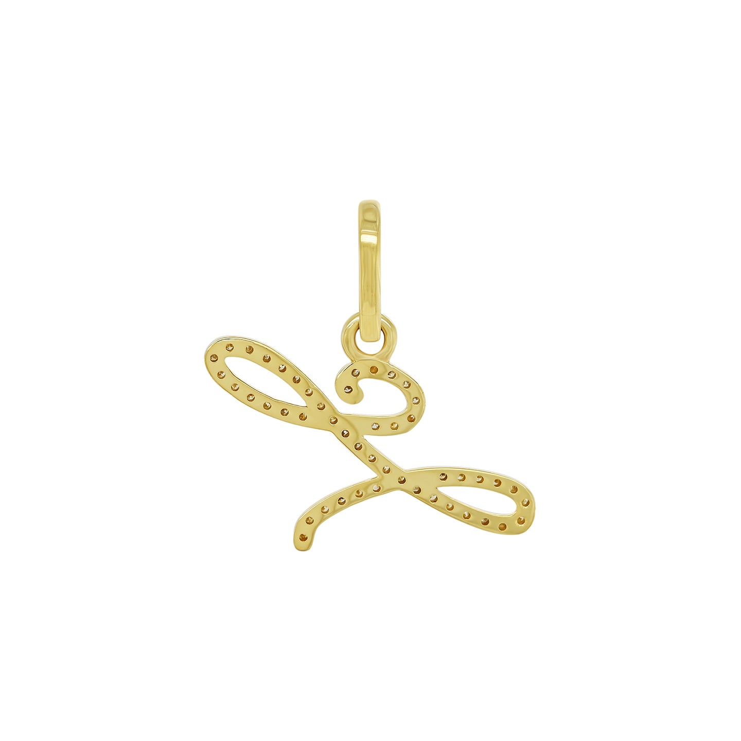 14K Gold Initial L Pendant 0.37 CTW