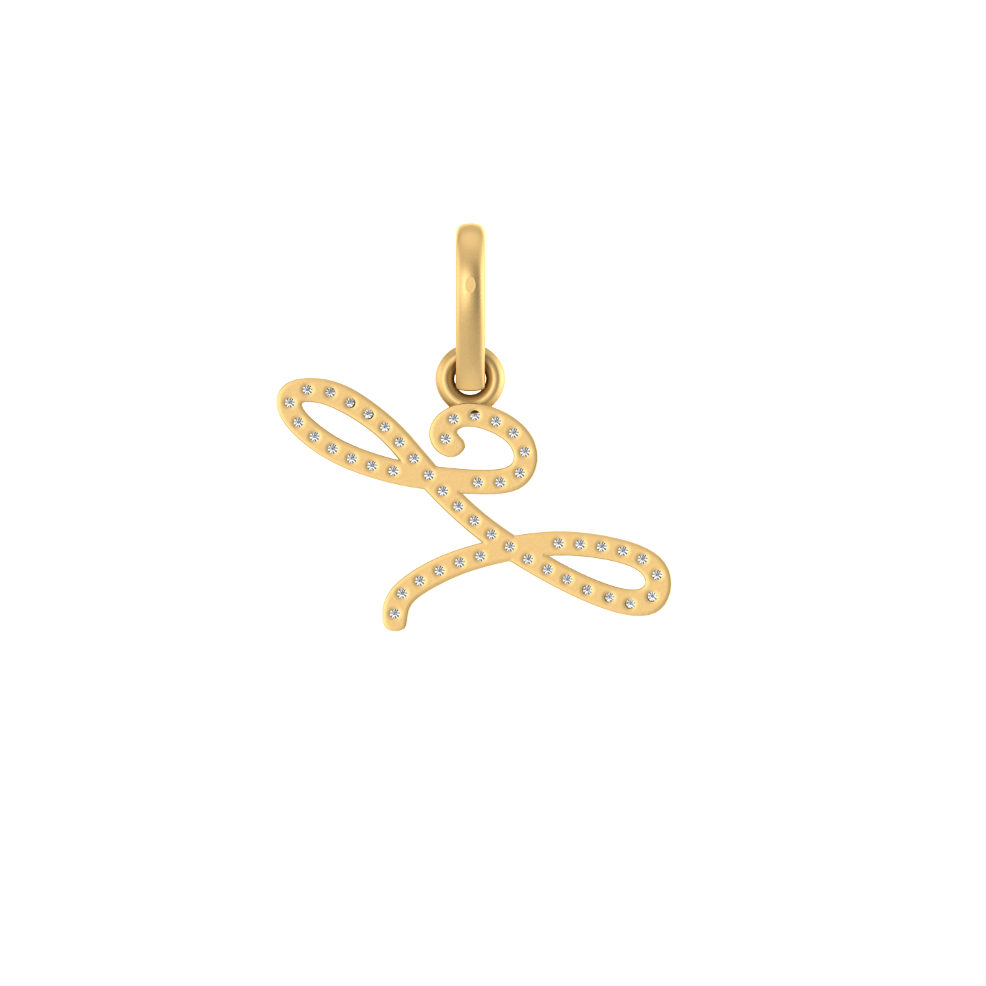 14K Gold Initial L Pendant 0.37 CTW