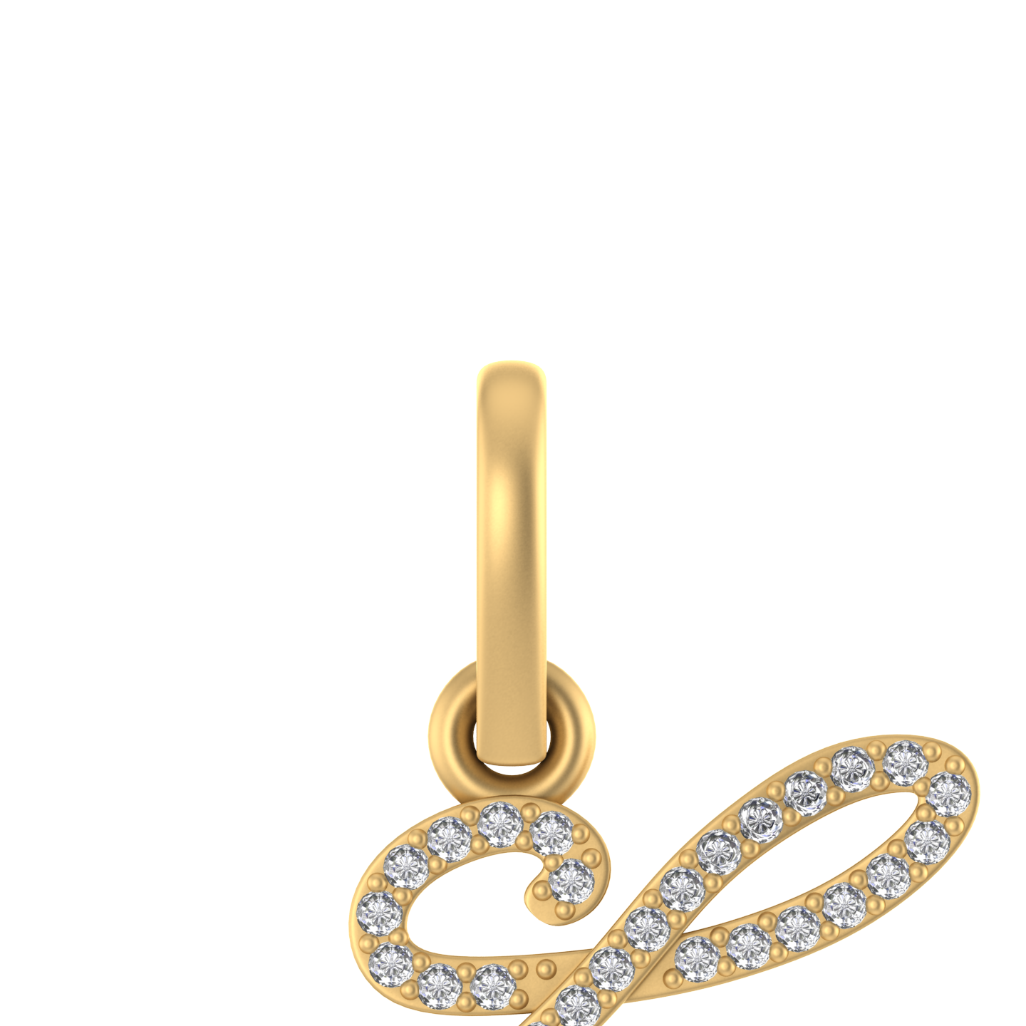 14K Gold Initial L Pendant 0.37 CTW