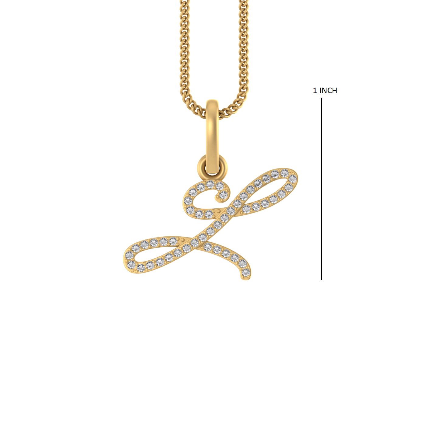 14K Gold Initial L Pendant 0.37 CTW