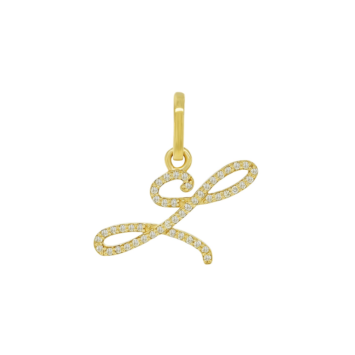 14K Gold Initial L Pendant 0.37 CTW