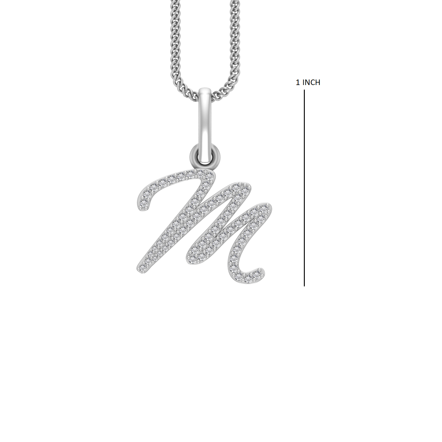 14K Gold Initial M Pendant 0.44 CTW