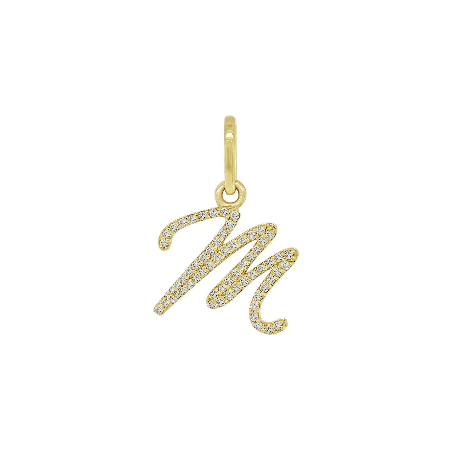 14K Gold Initial M Pendant 0.44 CTW