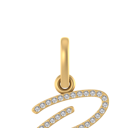 14K Gold Initial P Pendant 0.3 CTW