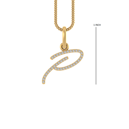 14K Gold Initial P Pendant 0.3 CTW