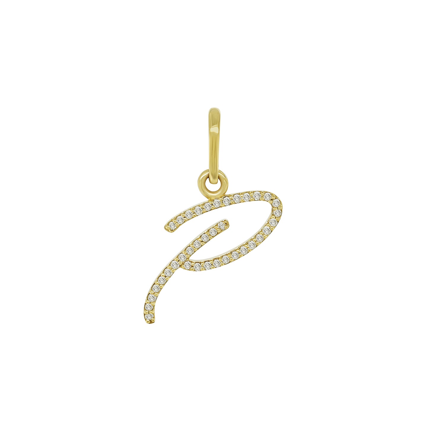 14K Gold Initial P Pendant 0.3 CTW