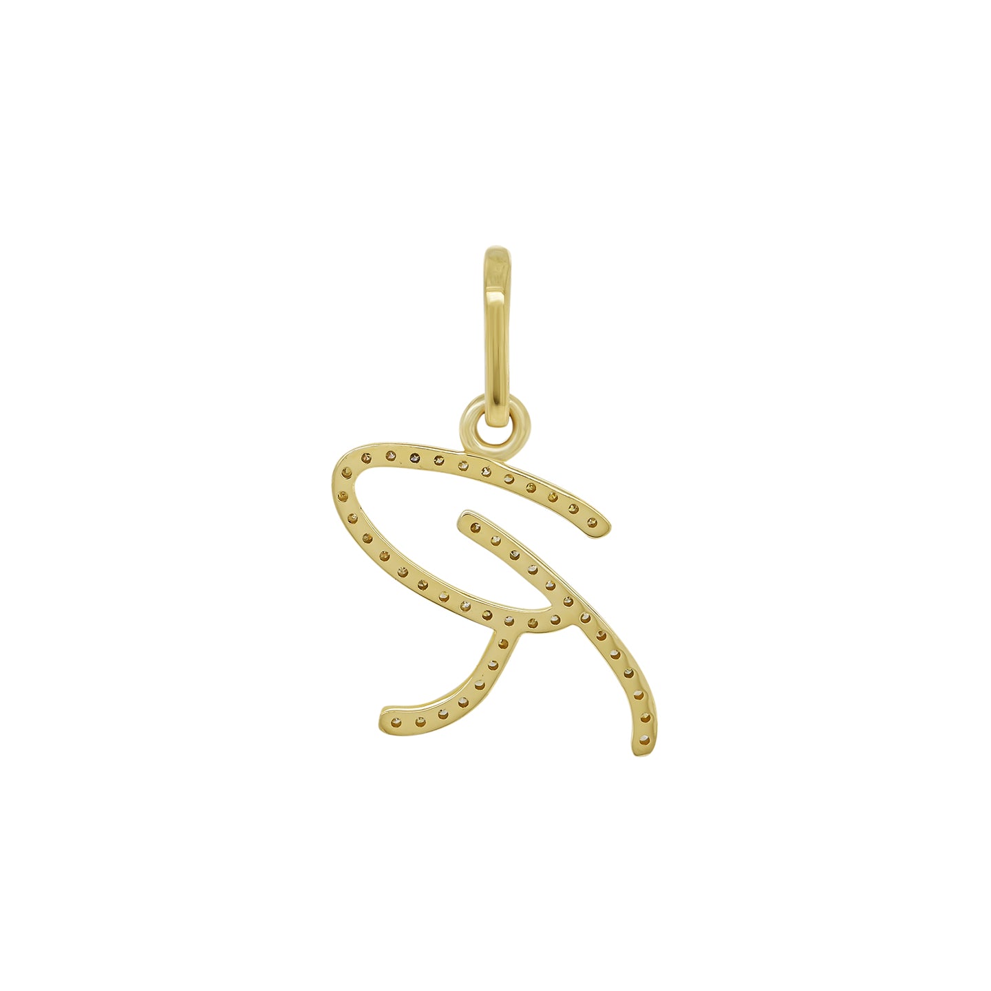 14K Gold Initial R Pendant 0.34 CTW