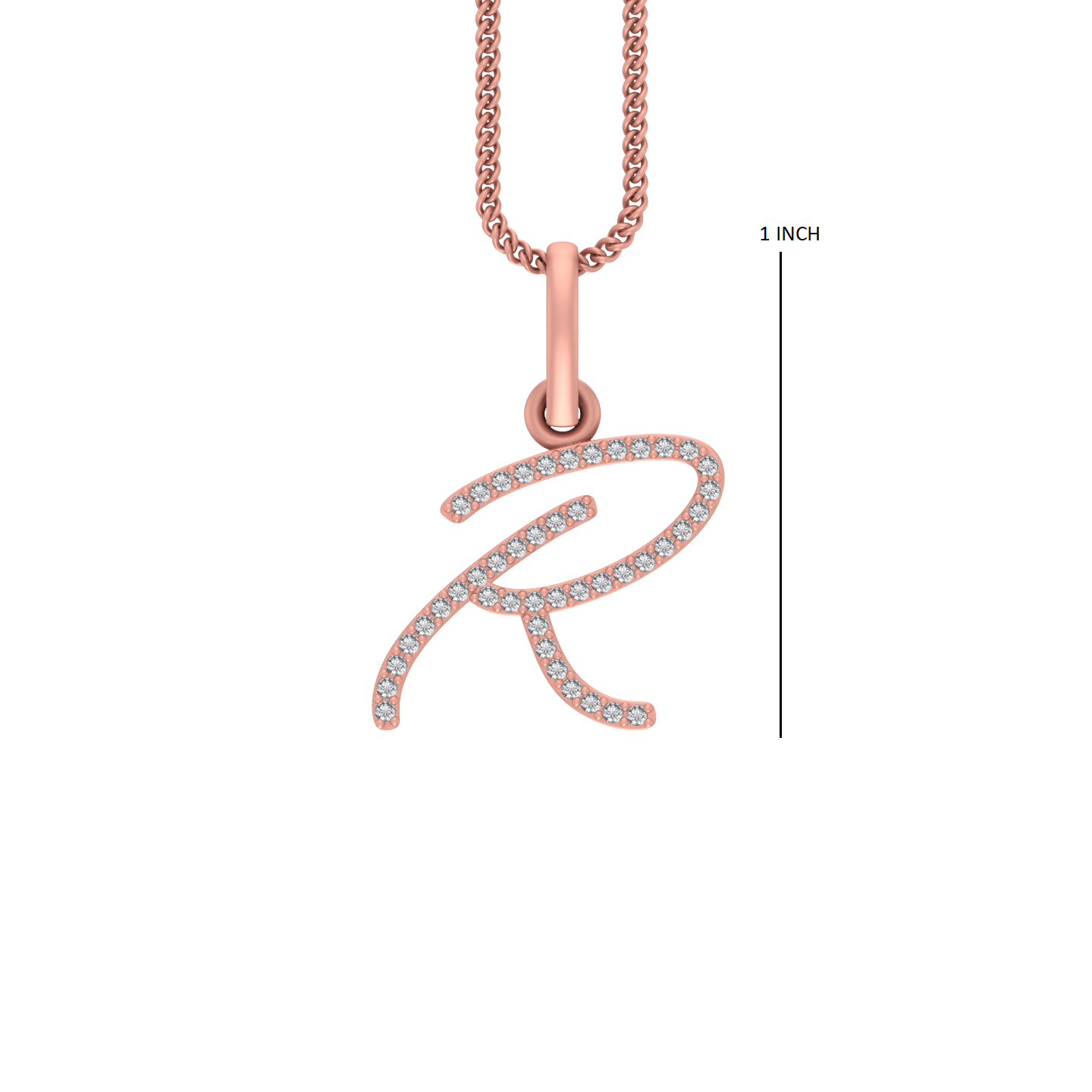 14K Gold Initial R Pendant 0.34 CTW