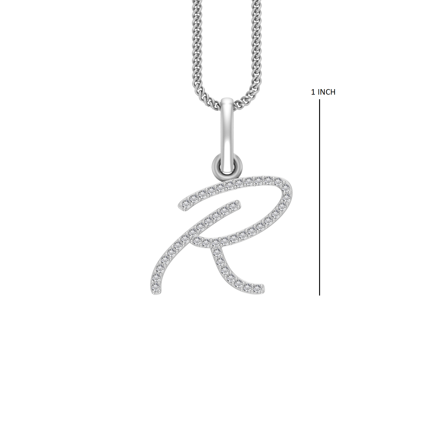 14K Gold Initial R Pendant 0.34 CTW