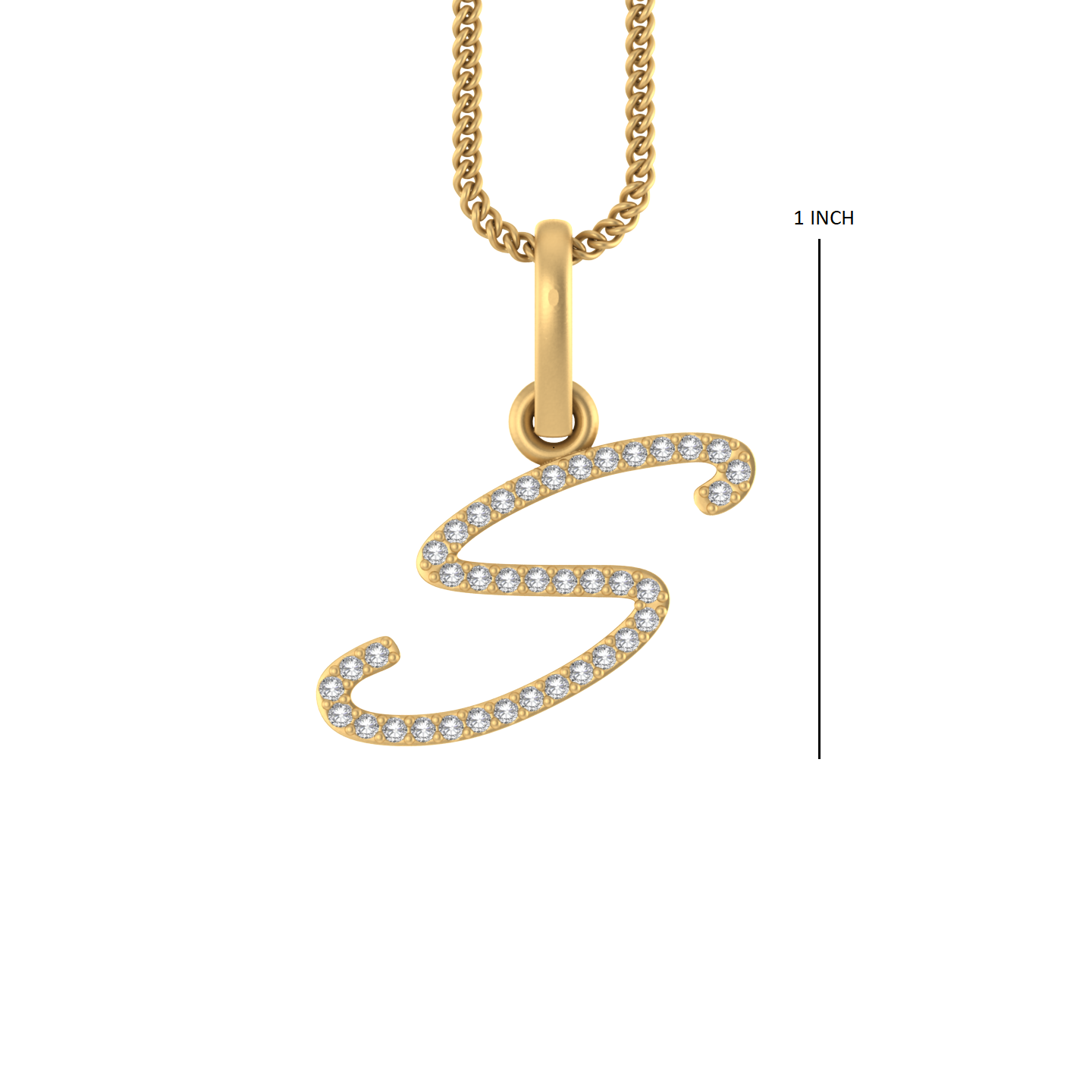 14K Gold Initial S Pendant 0.28 CTW