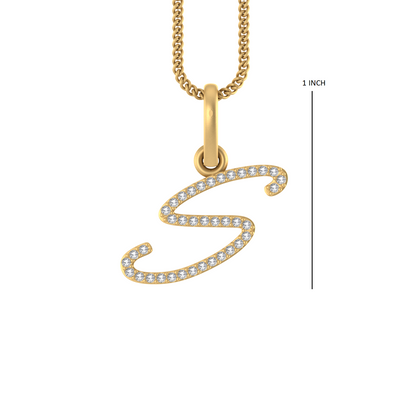 14K Gold Initial S Pendant 0.28 CTW