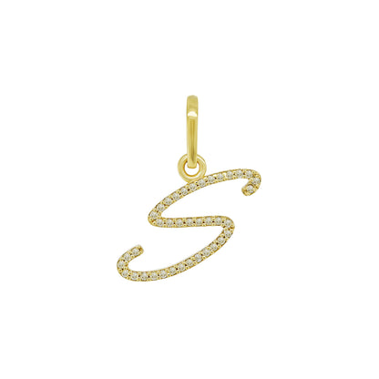 14K Gold Initial S Pendant 0.28 CTW