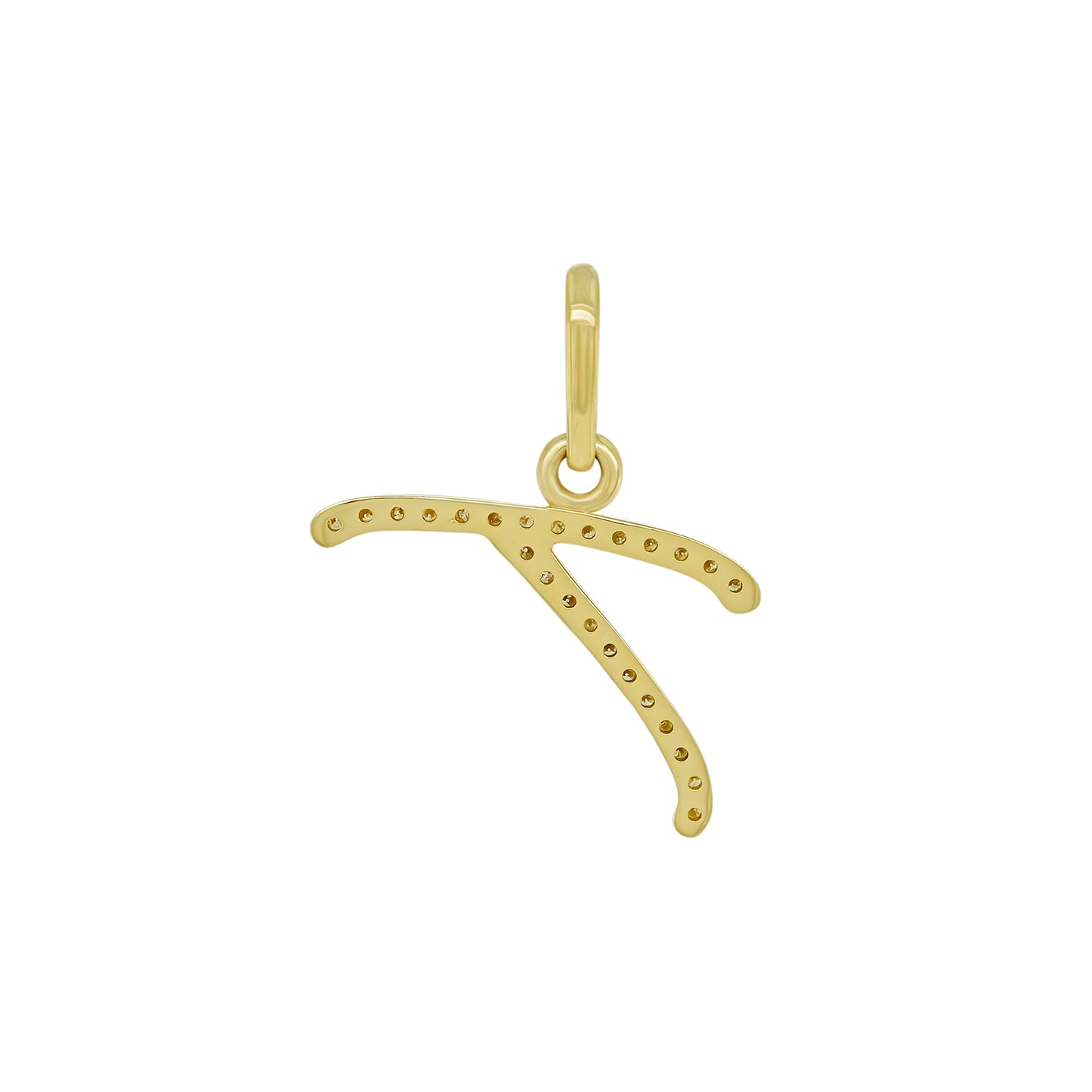 14K Gold Initial T Pendant 0.3 CTW