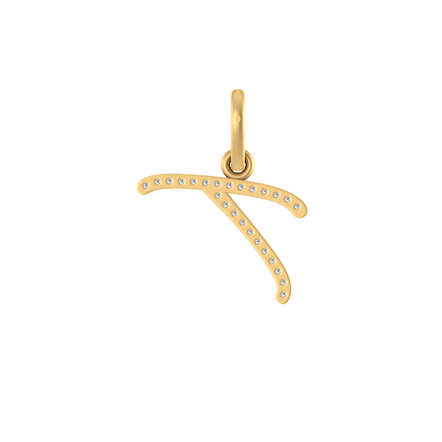 14K Gold Initial T Pendant 0.3 CTW