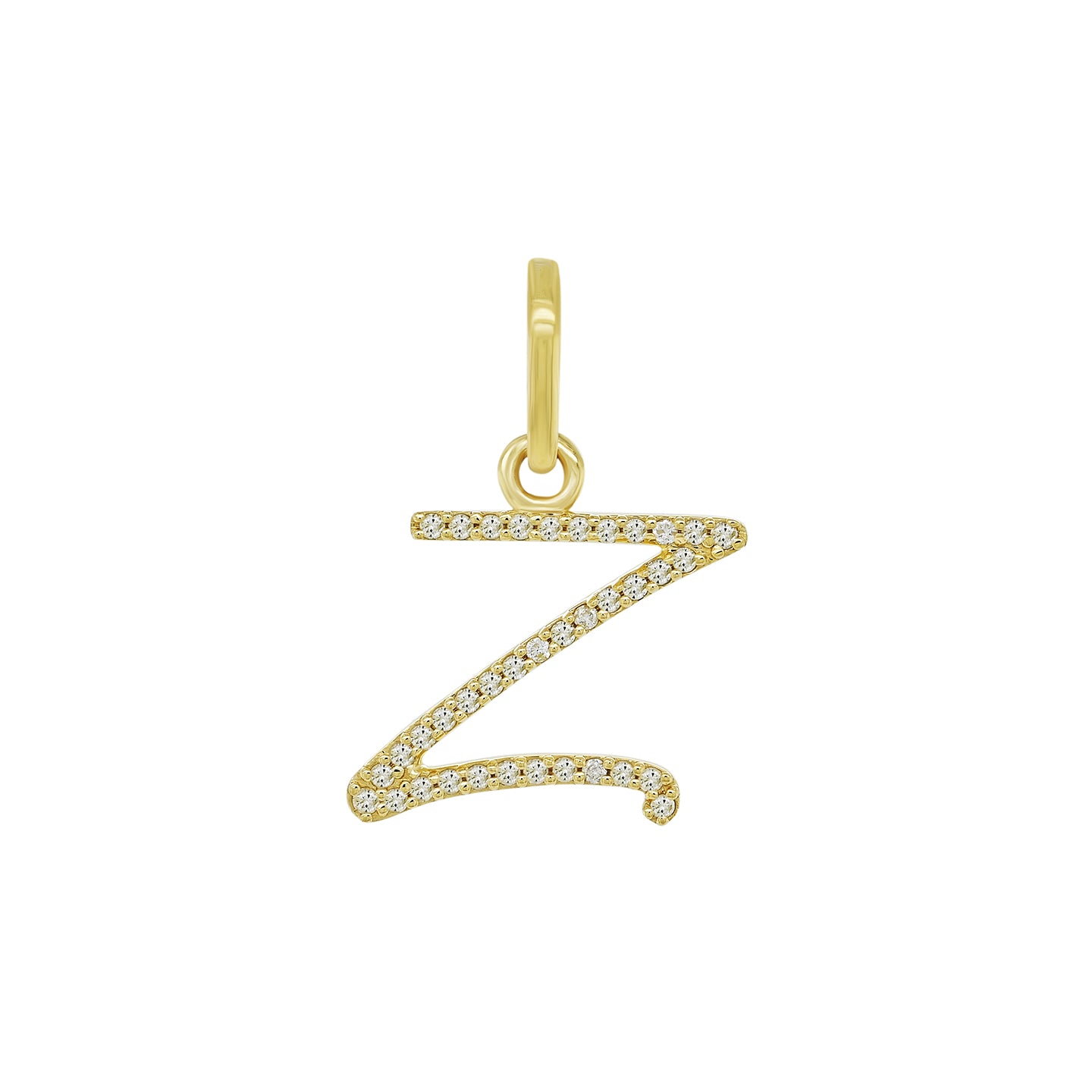 14K Gold Initial Z Pendant 0.28 CTW