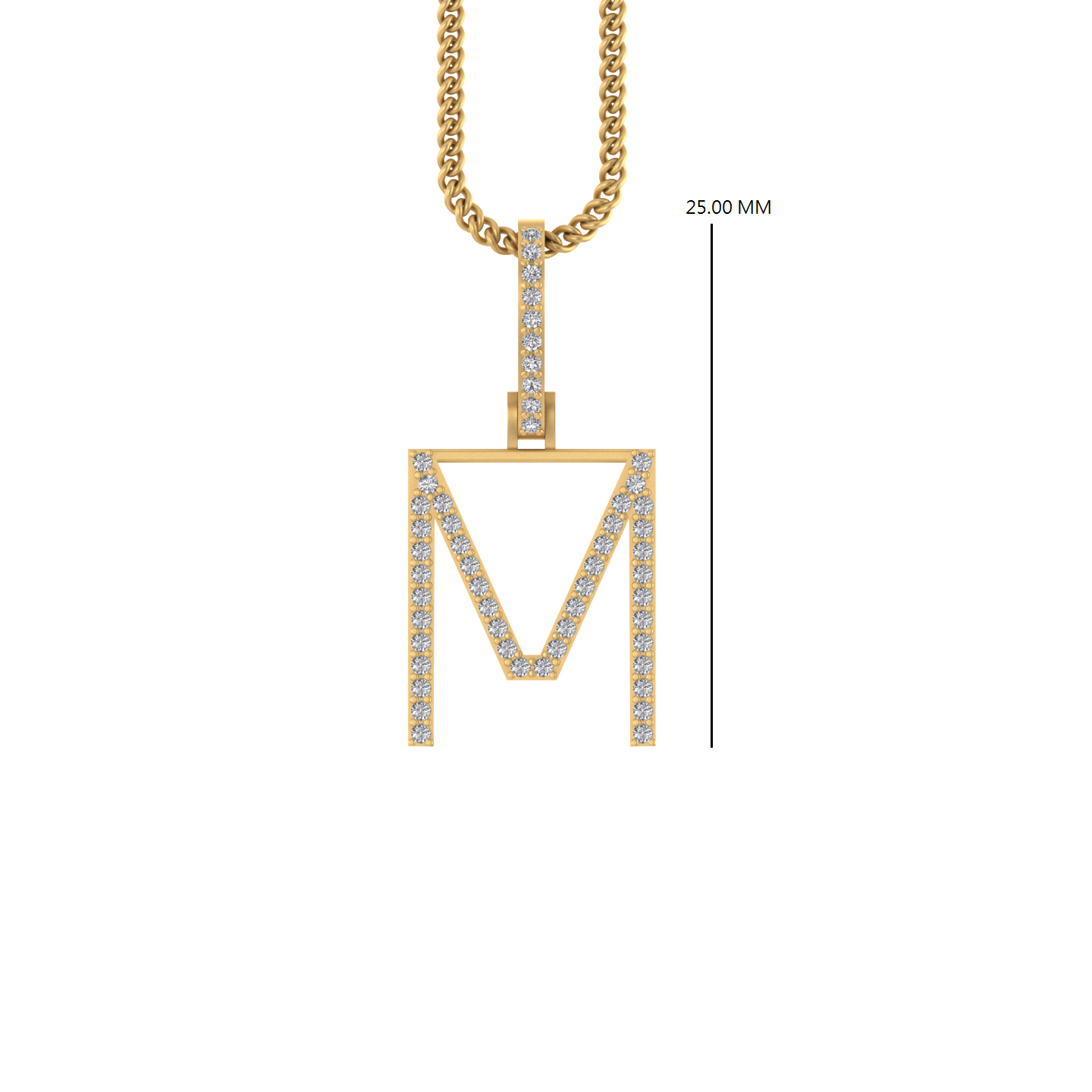 14K Gold Initial M Pendant