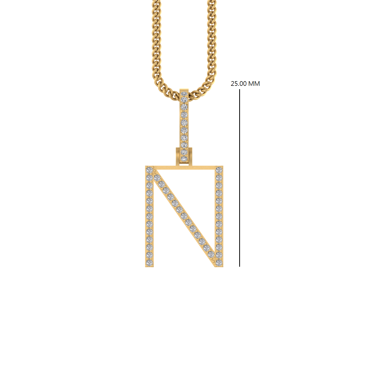 14K Gold Initial N Pendant