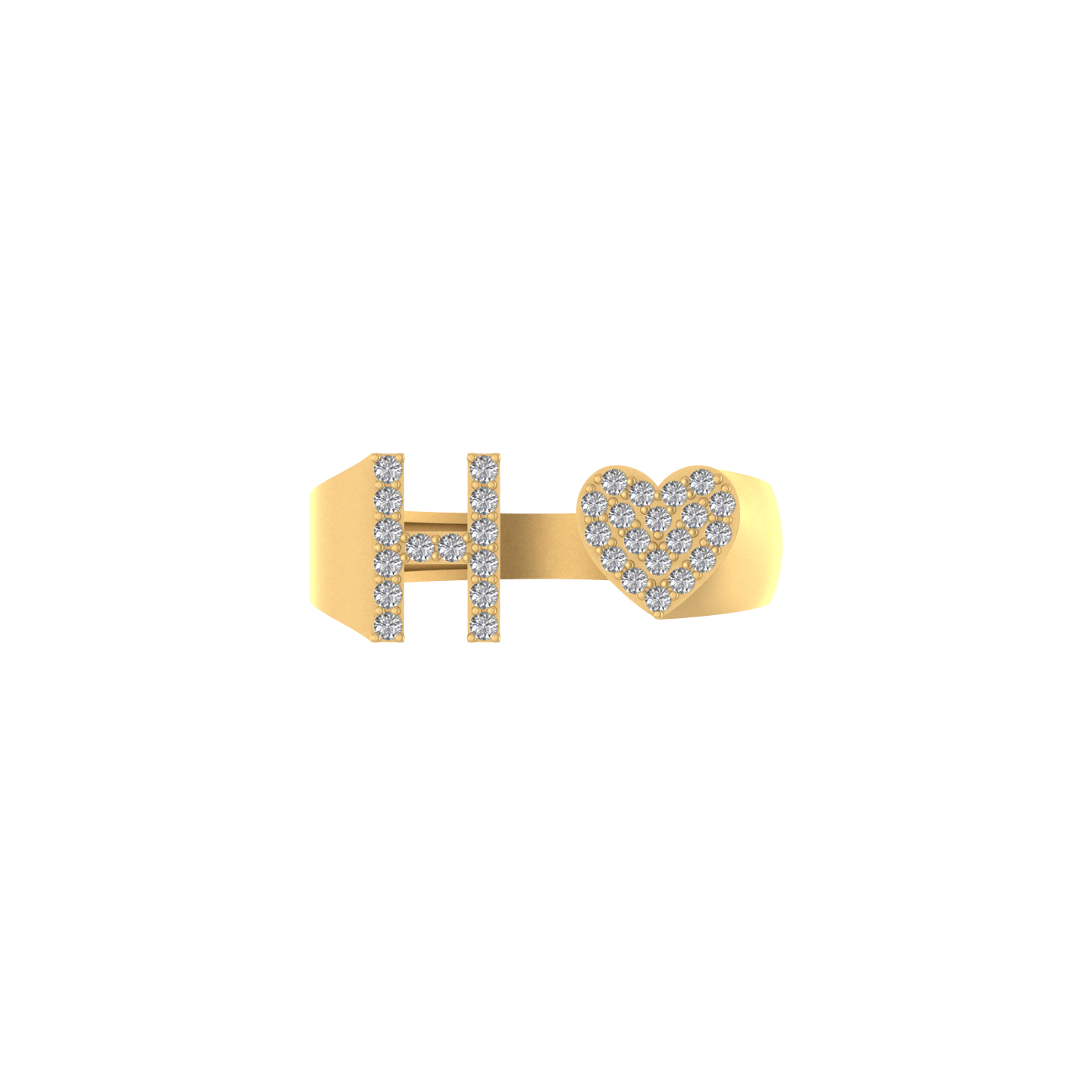 14K Gold letter H Ring 0.3 ctw