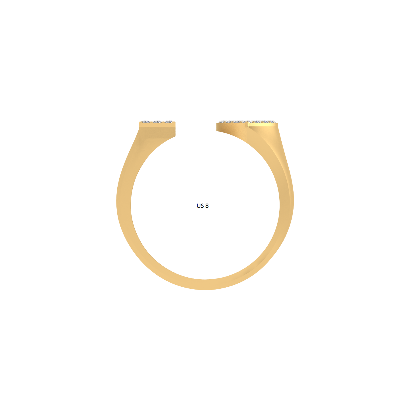 14K Gold letter I Ring 0.29 ctw