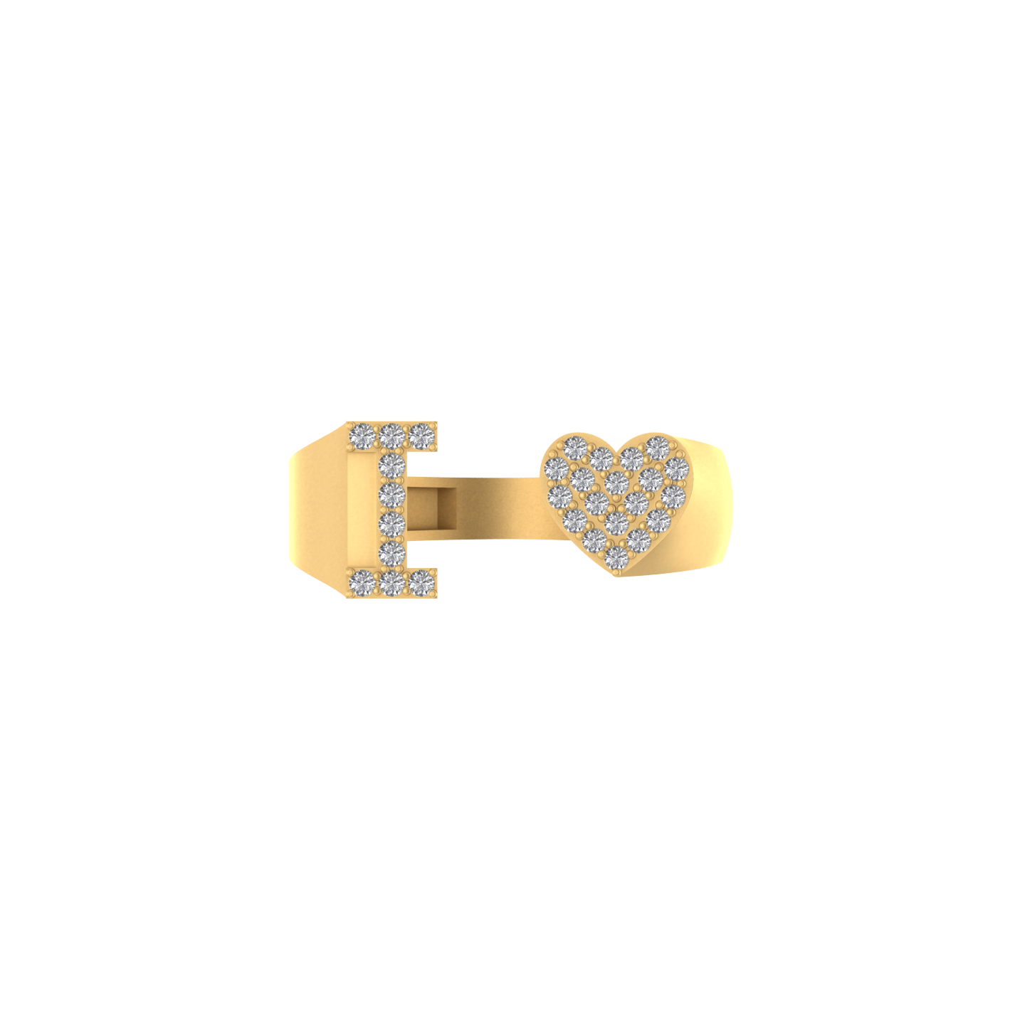 14K Gold letter I Ring 0.29 ctw