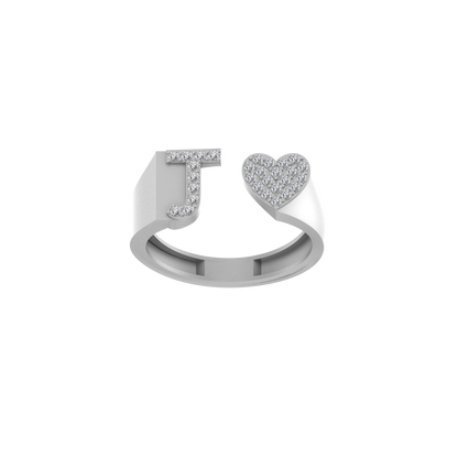 14K Gold letter J Ring 0.26 ctw