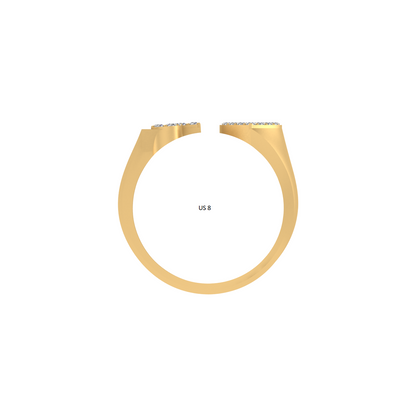 14K Gold letter J Ring 0.26 ctw