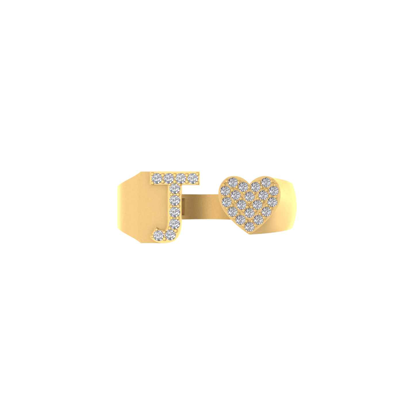 14K Gold letter J Ring 0.26 ctw