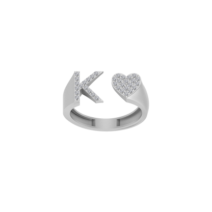 14K Gold letter K Ring 0.26 ctw