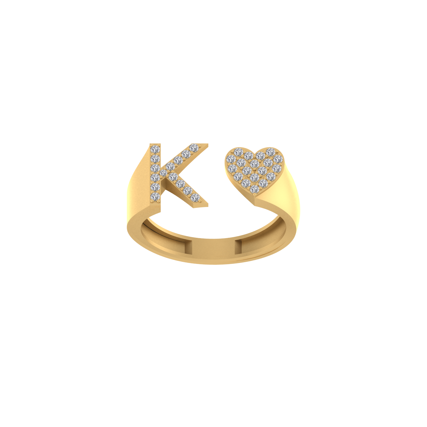 14K Gold letter K Ring 0.26 ctw