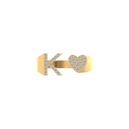 14K Gold letter K Ring 0.26 ctw