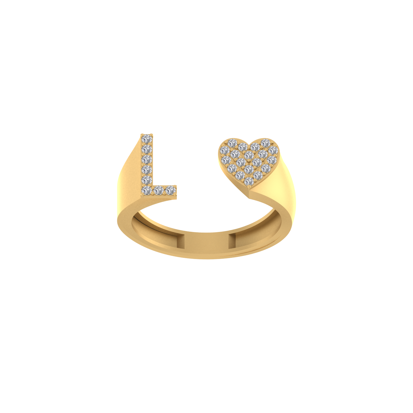 14K Gold letter L Ring 0.24 ctw